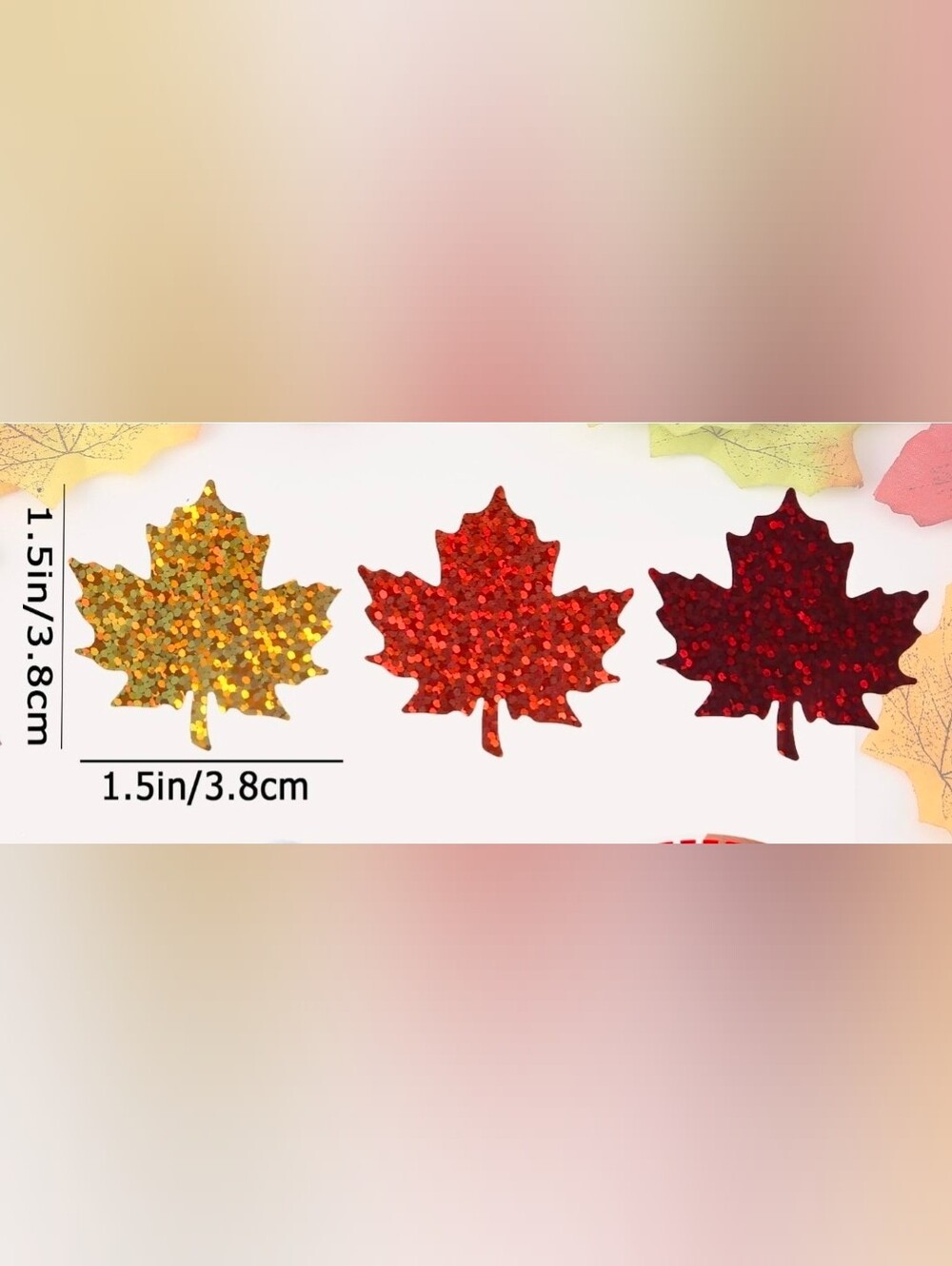 Fall Maple Leaf Stickers, 1.5" Fall Thanksgiving Stickers Decor, Holographic - Picture 2 of 4